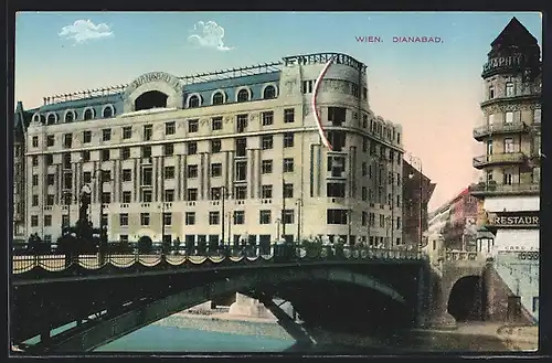 AK Wien, Dianabad mit Brücke