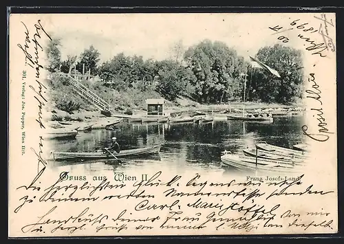 AK Wien, Franz Josefs-Land, See mit Booten