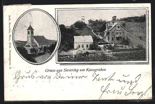 AK Wien, Sievering am Kaasgraben, Kirche & Villa