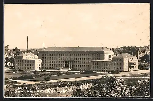 AK Erfurt, Beethovenplatz mit Oberpostdirektion