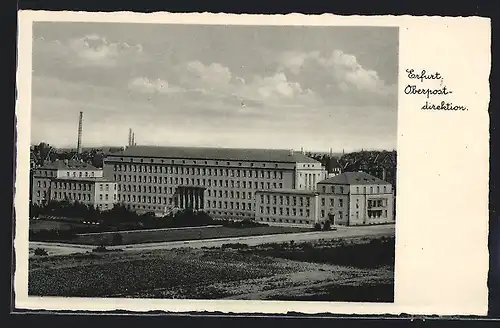 AK Erfurt, Oberpostdirektion mit Wolkenhimmel