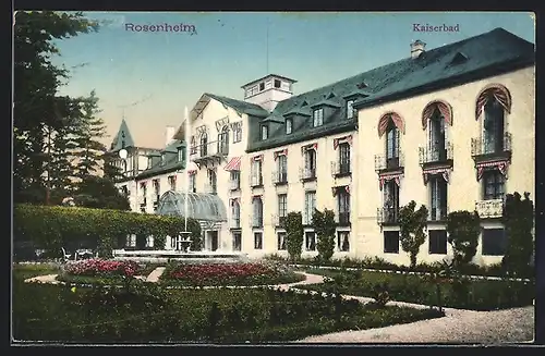 AK Rosenheim, Kaiserbad mit Springbrunnen