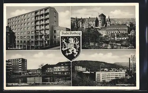 AK Stolberg, Am Bastingsweiher, Burg u. Industriegelände