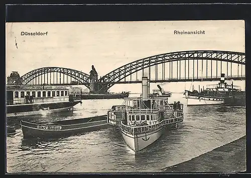AK Düsseldorf, Rheinansicht, Dampfer, Boot Carl Maassen