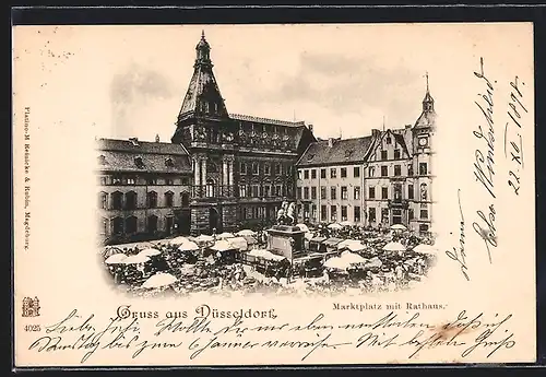 AK Düsseldorf, Marktbetrieb vor dem Rathaus