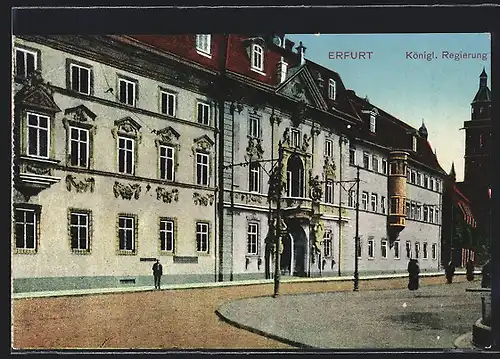 AK Erfurt, Gebäude Königl. Regierung mit Strasse