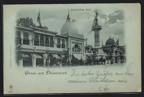 Mondschein-AK Düsseldorf, Arabisches Cafe