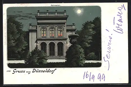 Lithographie Düsseldorf, Malkasten bei Mondschein