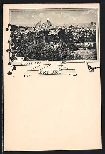AK Erfurt, Teilansicht mit Kirche