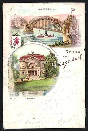 Lithographie Düsseldorf, Kunsthalle, Neue Rheinbrücke