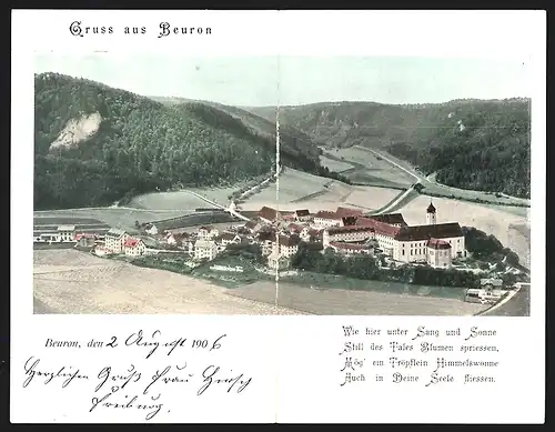 Klapp-AK Beuron, Gesamtansicht mit Kloster