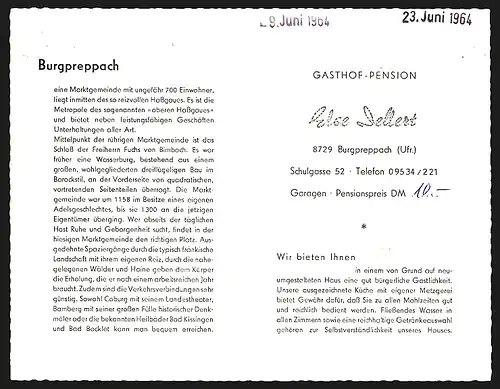 Klapp-AK Burgpreppach, Gasthof-Pension else Dellert, Schulgasse 52