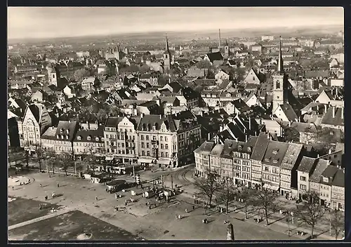 AK Erfurt, Teilansicht mit Domplatz aus der Vogelschau