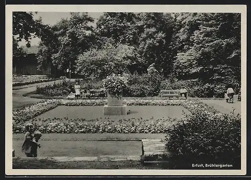 AK Erfurt, Brühlergarten mit Besuchern