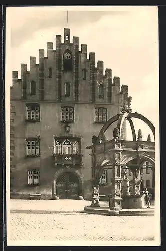 AK Hammelburg, Rathaus und Brunnen
