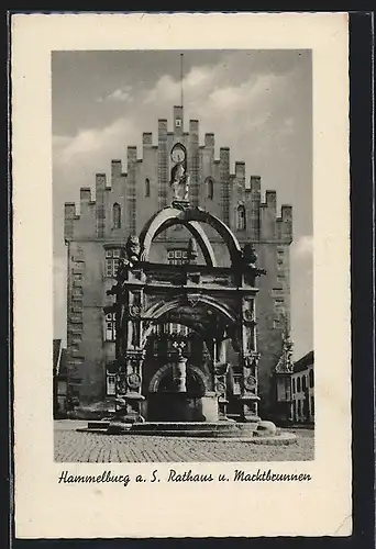 AK Hammelburg a. S., Rathaus und Marktbrunnen