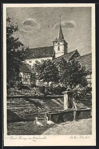 Künstler-AK Bad König, Stiller Winkel