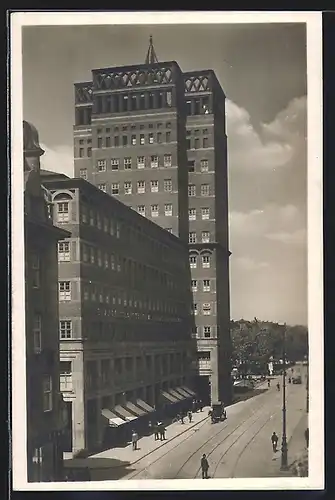 AK Düsseldorf, Blick auf das Wilh.-Marx-Haus