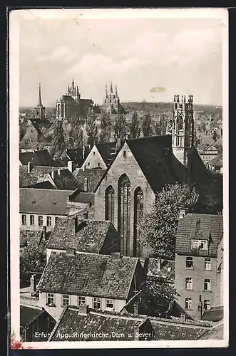 AK Erfurt, Teilansicht mit Augustinerkirche, Dom und Severi