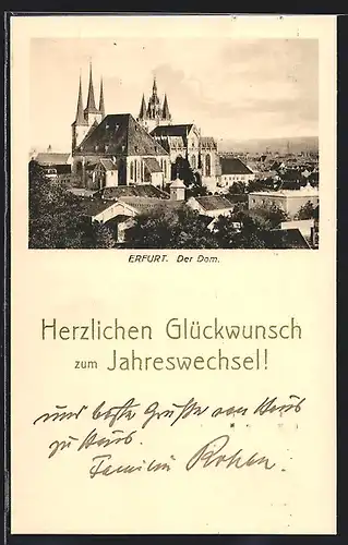 AK Erfurt, Der Dom, Neujahrsgruss