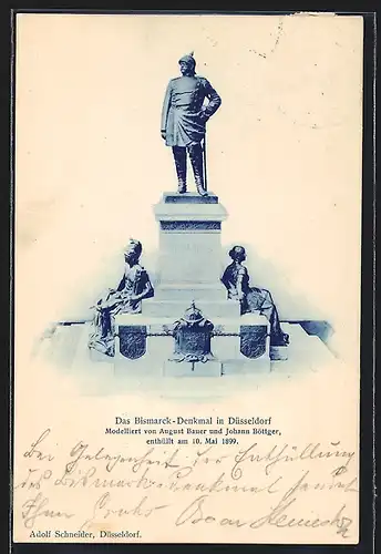 AK Düsseldorf, Das Bismarck-Denkmal von August Baurer und Johann Böttger