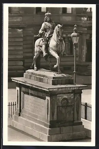 AK Düsseldorf, Denkmal des Kurfürsten Johann Wilhelm auf dem Marktplatz