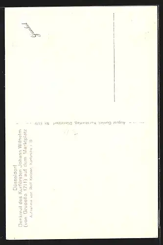 AK Düsseldorf, Denkmal des Kurfürsten Johann Wilhelm auf dem Marktplatz