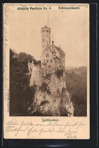 AK Lichtenstein, Burg auf einem Felsen