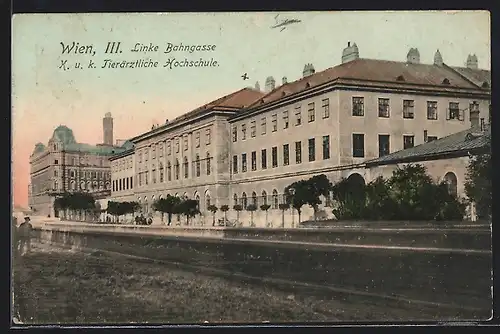 AK Wien, Strasse Linke Bahngasse mit K. u. k. Tierärztlicher Hochschule
