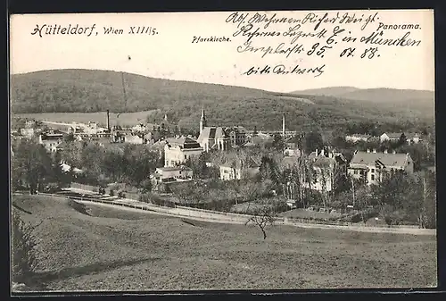 AK Wien-Hütteldorf, Ortspartie mit Pfarrkirche
