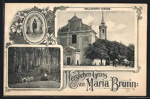 AK Hadersdorf-Weidlingau, Mariabrunn, Wallfahrtskirche, Waldandacht, Gnadenbild