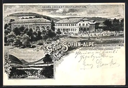Künstler-AK Wien, Georg Groiers Restaurant auf der Sofien-Alpe