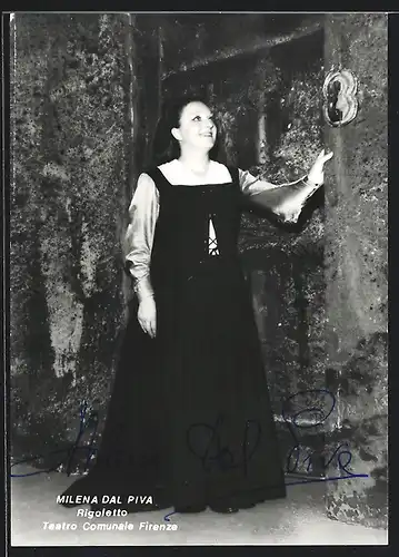 AK Opernsängerin Milena dal Piva in Rigoletto, mit original Autograph