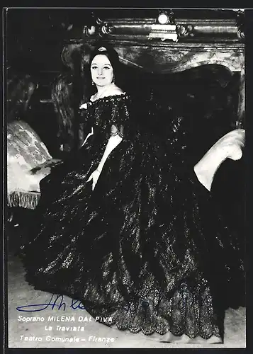 AK Opernsängerin Milena dal Piva in La Traviata, mit original Autograph