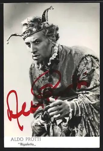 AK Opernsänger Aldo Protti in Rigoletto, mit original Autograph