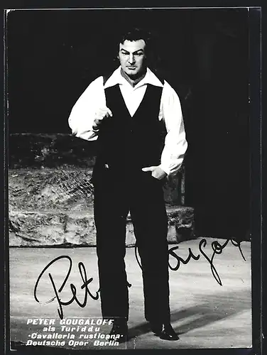 AK Opernsänger Peter Gougaloff als Turiddu in Cavalleria rusticana, mit original Autograph