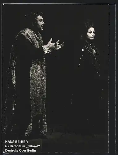 AK Opernsänger Johanna-Lotte Fecht und Hans Beirer als Herodes in Salome, mit original Autograph