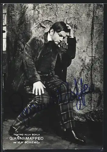 AK Opernsänger Gianni Maffeo in La Boheme, mit original Autograph