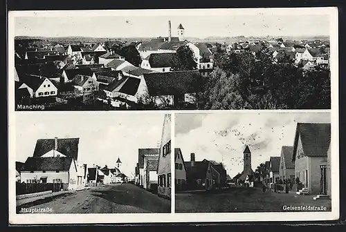 AK Manching, Gesamtansicht, Hauptstrasse, Geisenfeldstrasse
