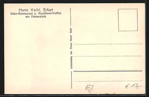 AK Erfurt, Konditorei & Kaffee Horst Kohl am Kaiserplatz
