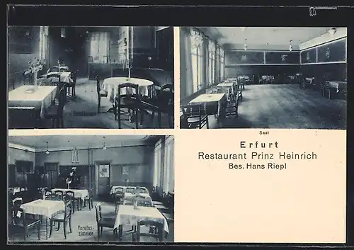 AK Erfurt, Restaurant Prinz Heinrich Hans Riepl, Innenansichten