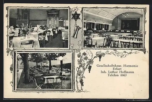 AK Erfurt, Gesellschaftshaus Harmonie Lother Hoffmann, Innenansichten, Garten