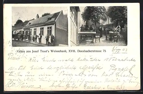 AK Wien, Josef Trost`s Weinschank Restaurant in der Dornbacherstrasse 75