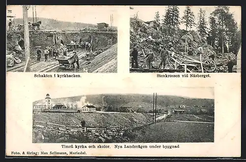 AK Näsberget, Stenkrossen, Schakten i kyrkbacken, Timra kyrka och skolor