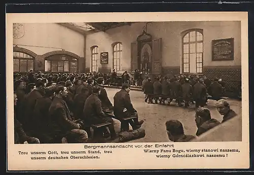 AK Bergmannsandacht vor der Einfahrt, Bergbau