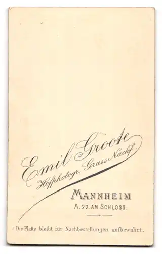 Fotografie Emil Groote, Mannheim, Am Schloss 22, Bürgerlicher Herr mit weisser, breiter Krawatte und Schnurrbart