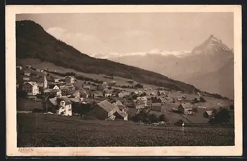 AK Amden, Ortsansicht mit Bergen