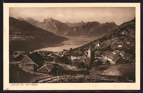 AK Amden, Ortsansicht mit Walensee