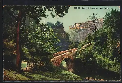 AK Valsolda /Lago di Lugano, Brücke und Ort