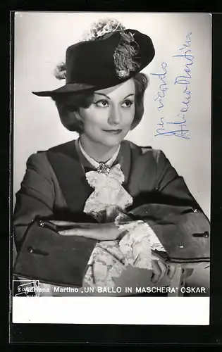 AK Opernsängerin Adriana Martino in Un Ballo in Maschera, mit original Autograph